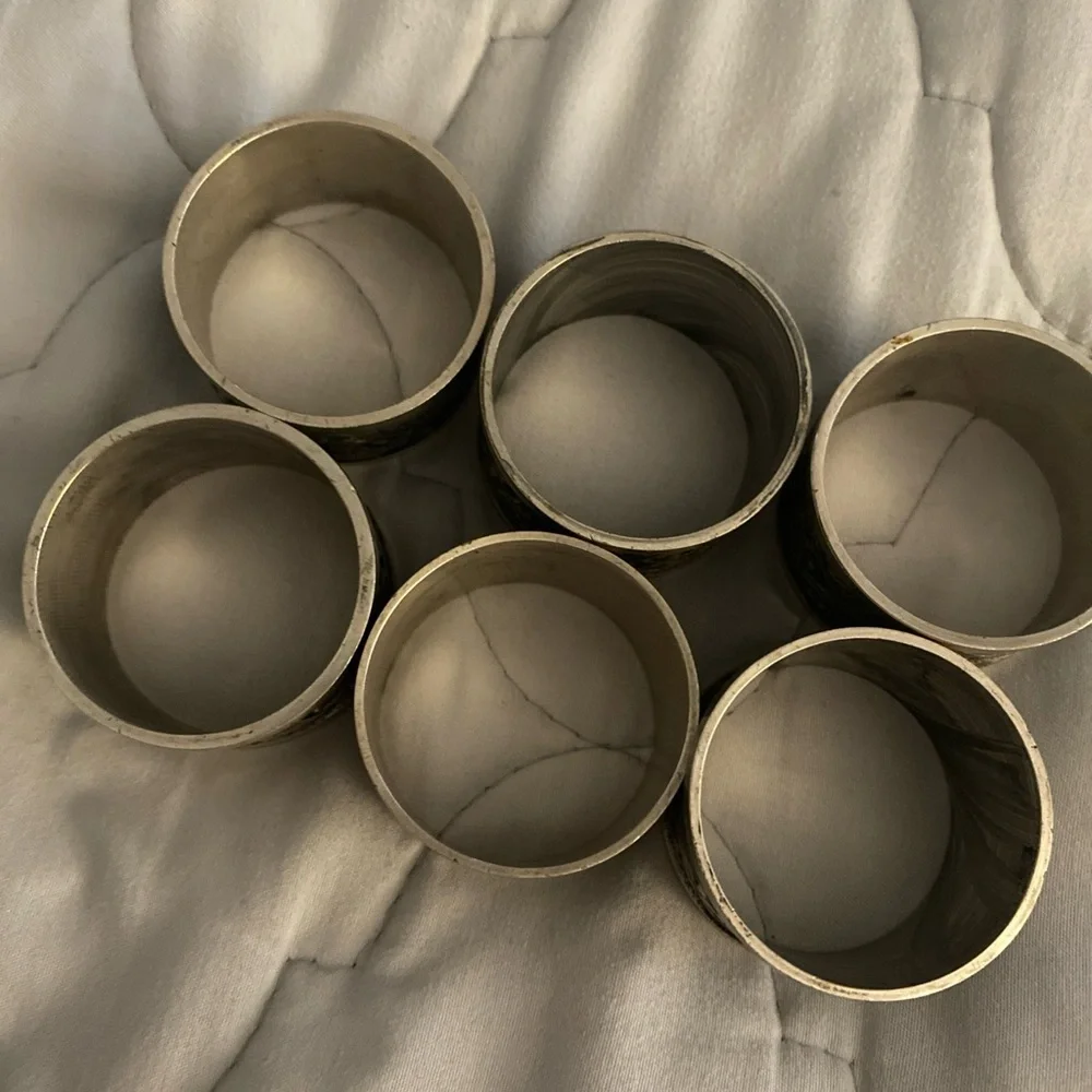 Vintage Silver Pewter Round Napkin Rings Ring Set Of‎ 6